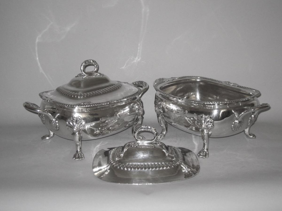 Pair Old Sheffield Plate Silver vegetable tureens, circa 1820