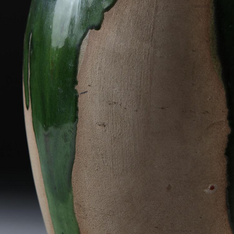 A Green Drip Glaze Vase with Brass Mounts