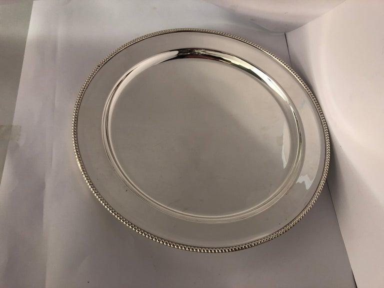 19th Century Large Rimmed Round Silver Plate/Salver