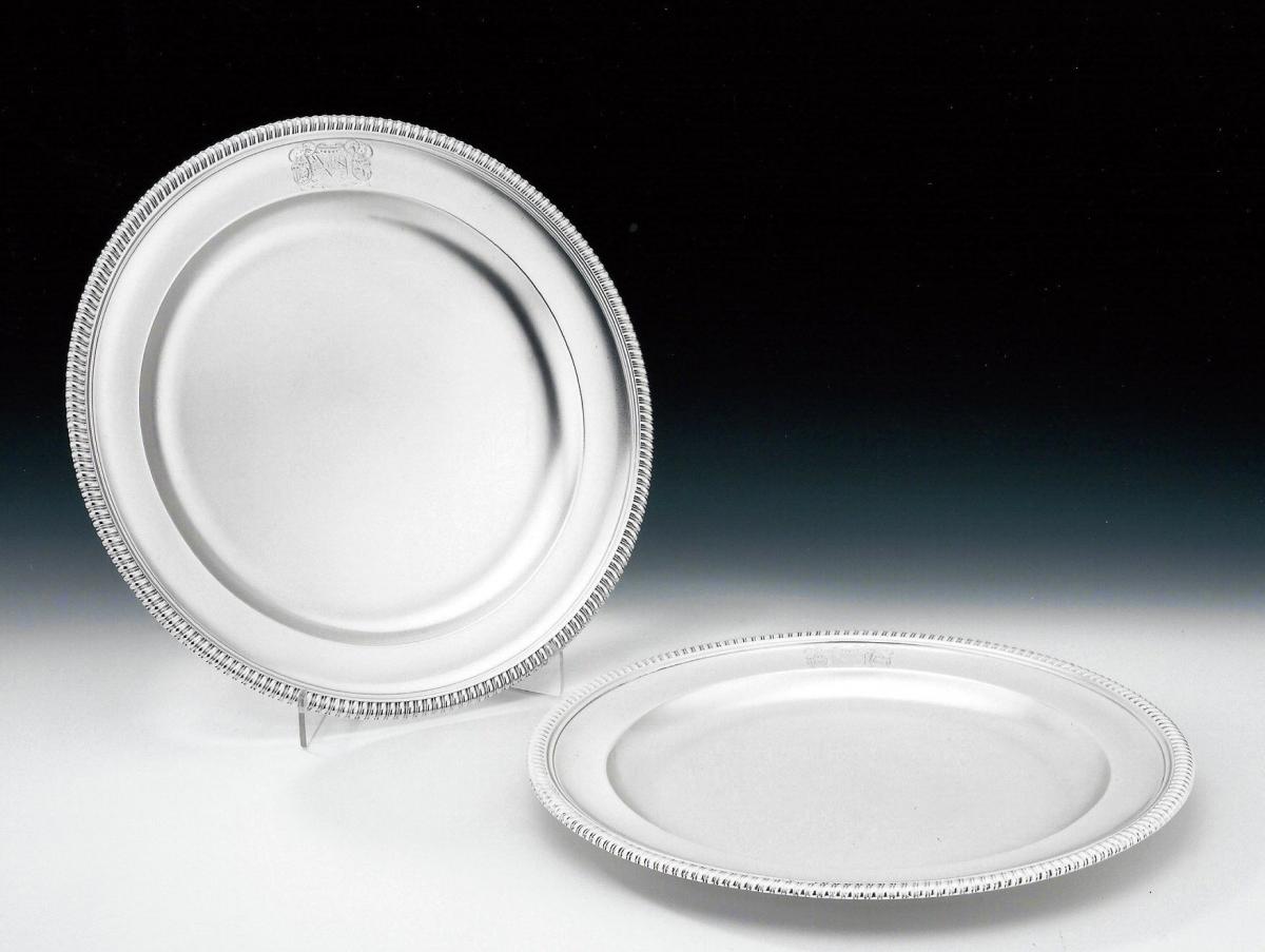 An exceptionally fine pair of George III Second Course Dishes made in London in 1802 by William Stroud