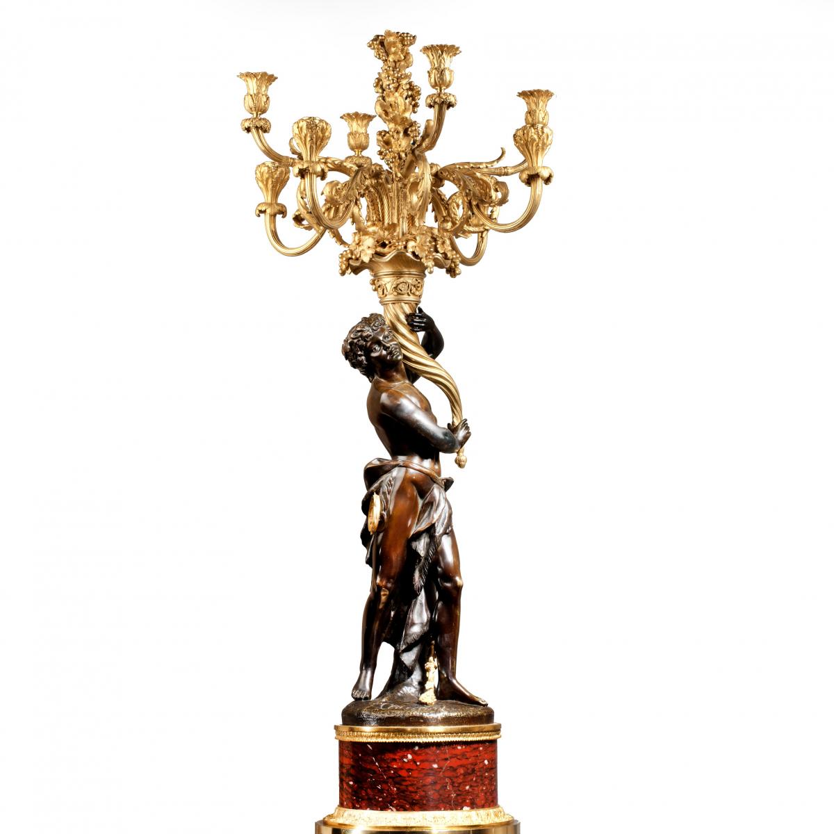 A Magnificent Pair of Louis XVI Candelabra after Clodion