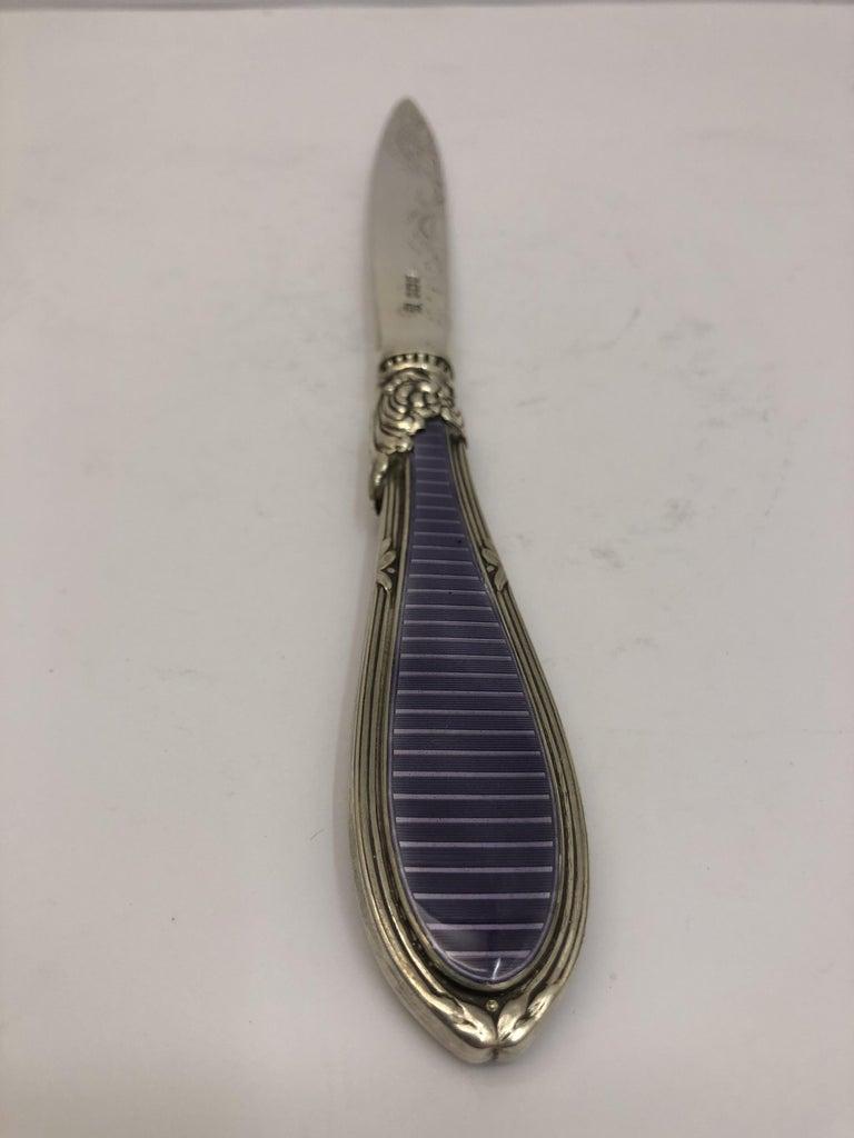 Letter Opener with Purple Enamel Decoration to the Handle