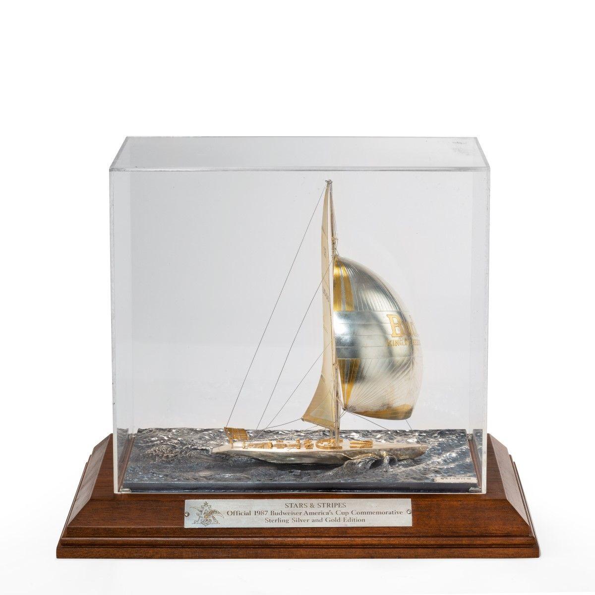 Cased silver and gilt model of 12 Meter America’s Cup yacht Stars & Stripes 87