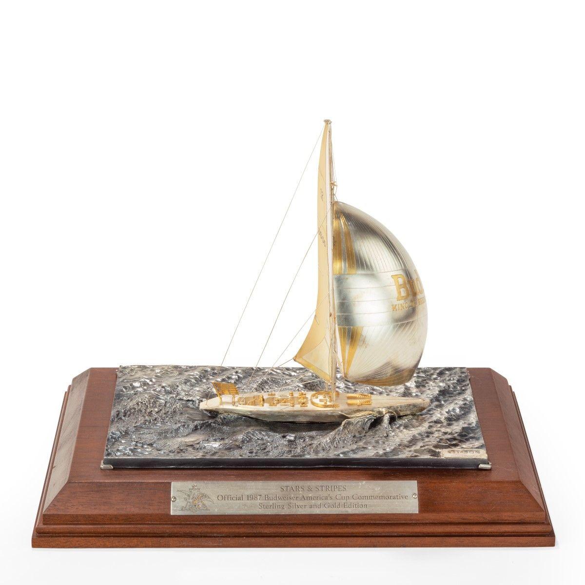 Cased silver and gilt model of 12 Meter America’s Cup yacht Stars & Stripes 87
