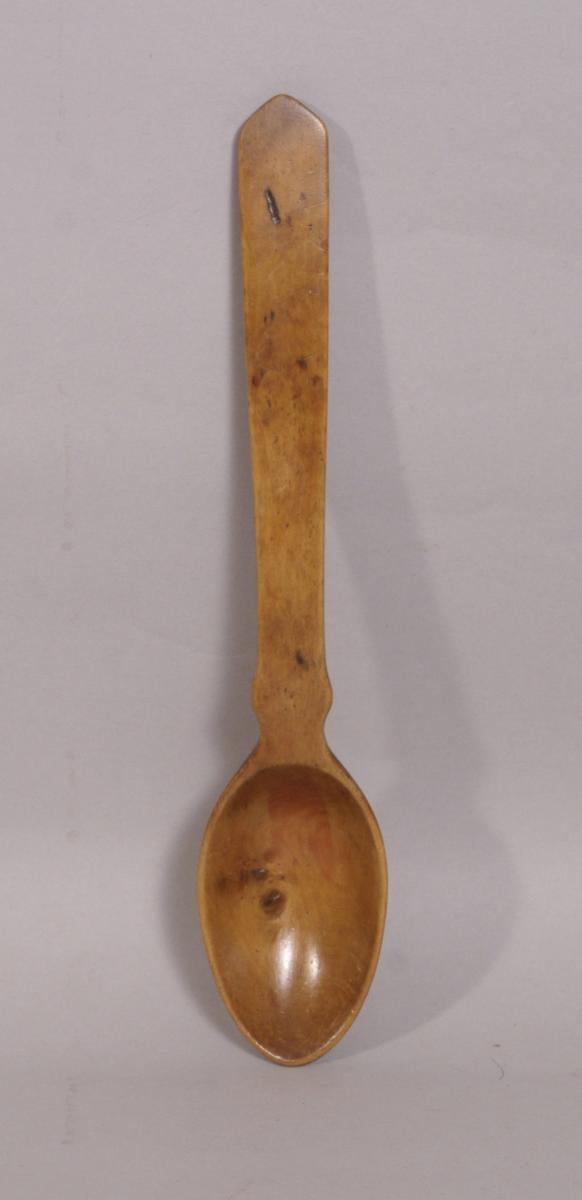 S/3784 Antique Treen 19th Century Apple Wood Serving Spoon
