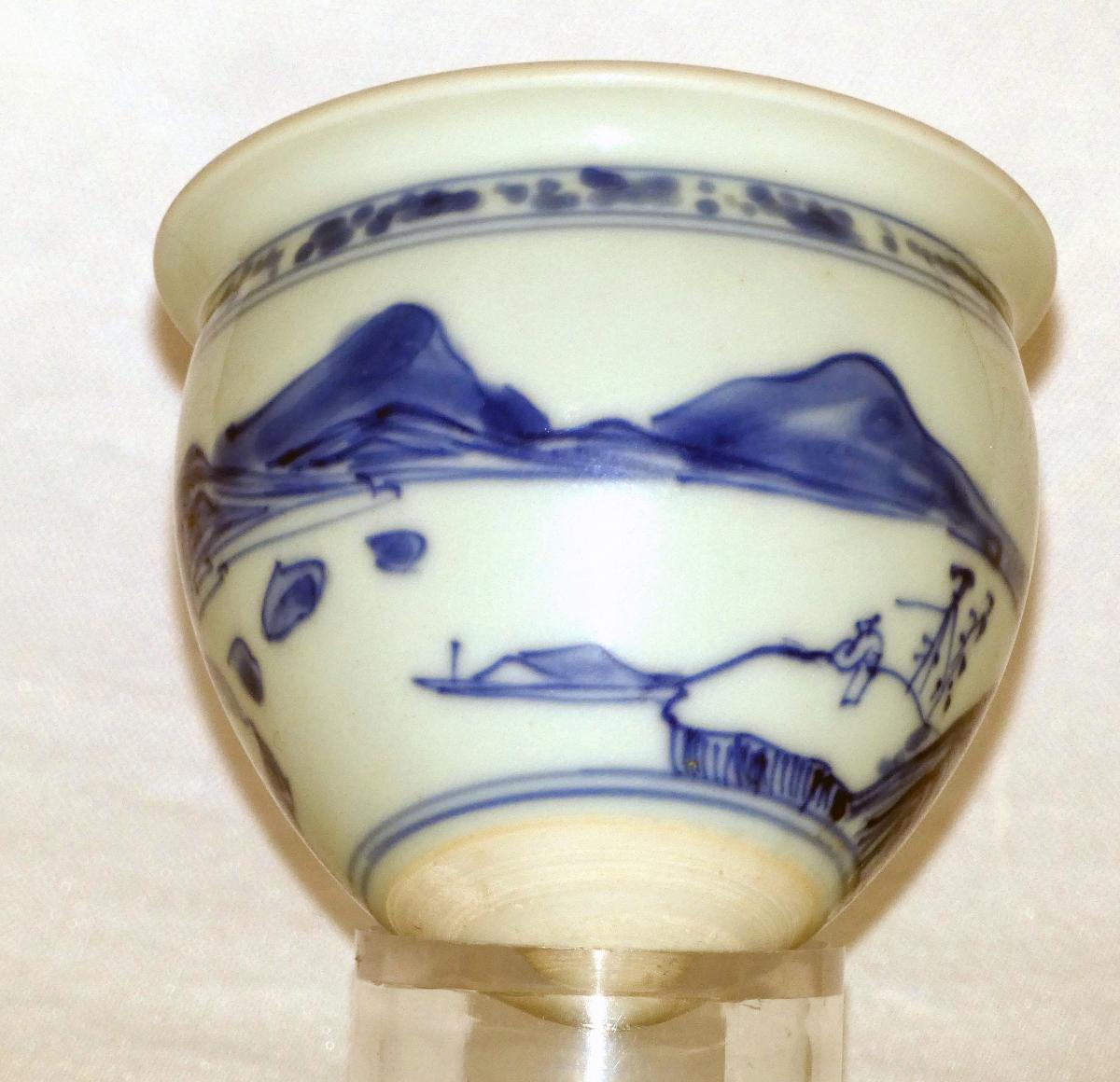 Transitional Blue and White Conical Cup