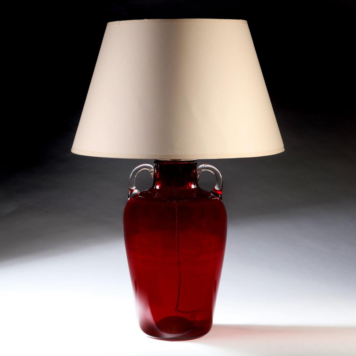 A Large Red Murano Vase as a Lamp