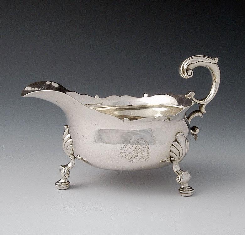 A George II Sauceboat made in London by Philips Garden in 1744
