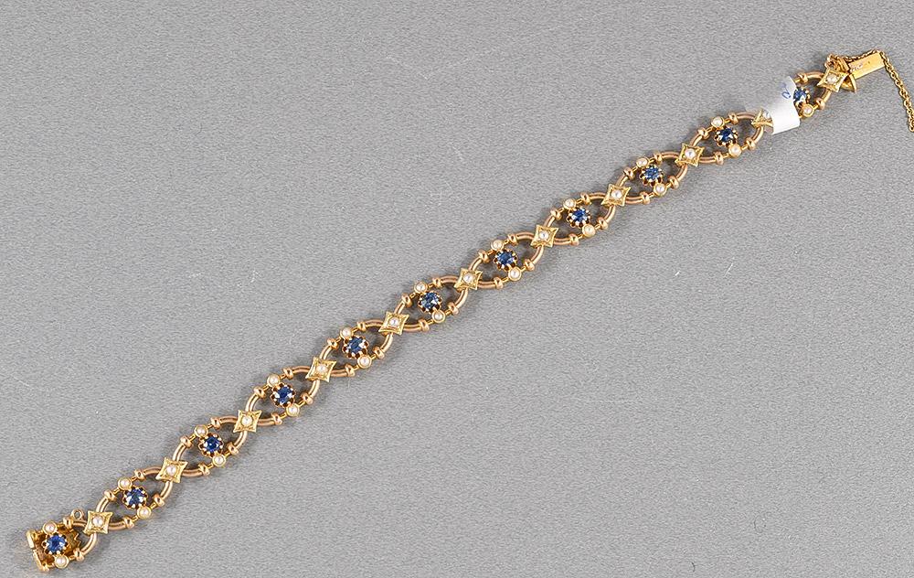 Sapphire & Pearl 15ct Edwardian Bracelet