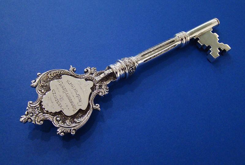 A Large Edwardian Silver Key