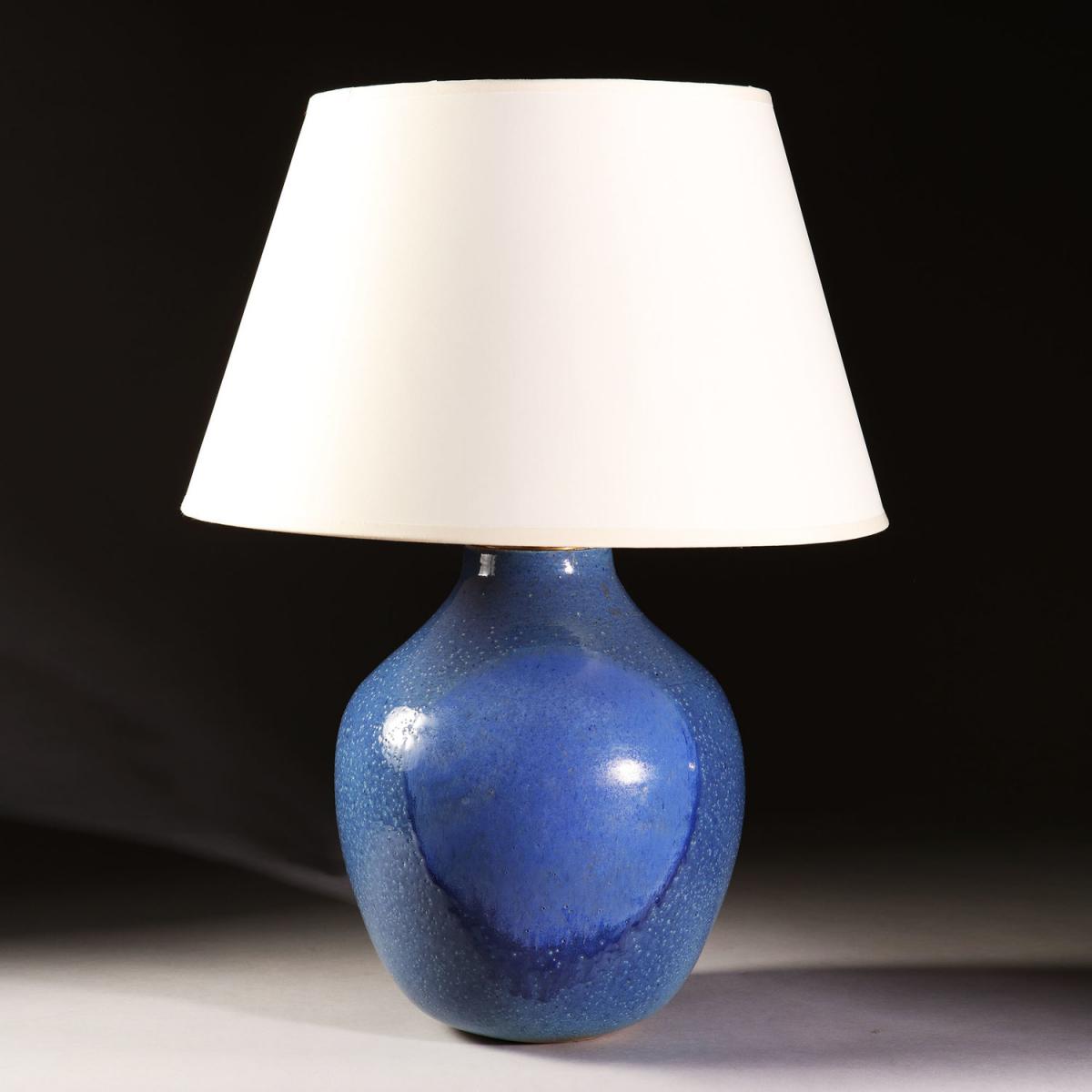 A Blue Art Pottery Vase as a Lamp