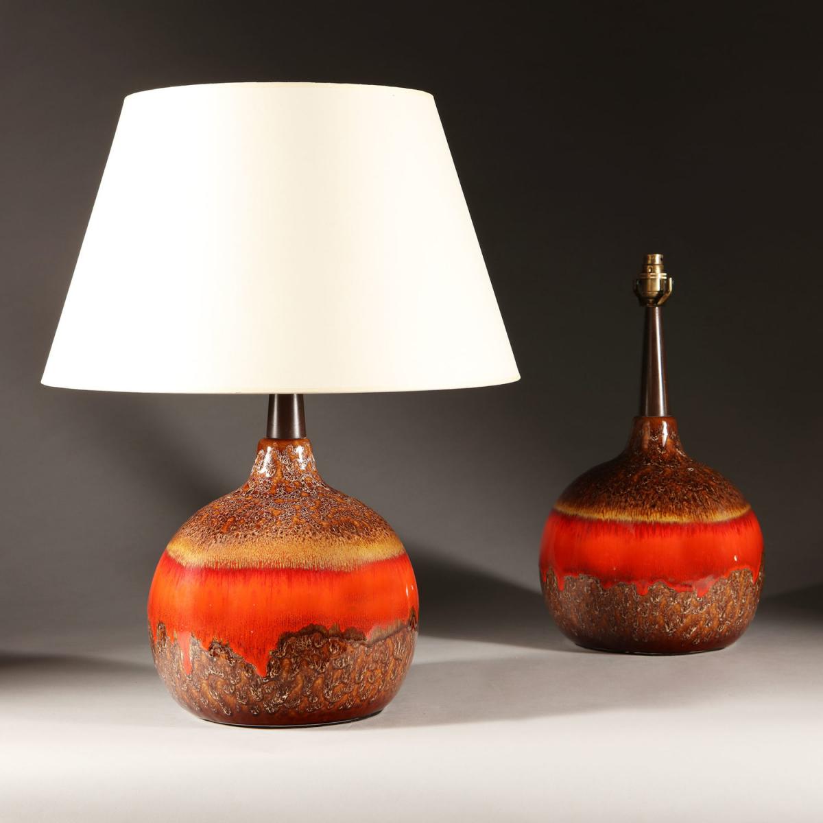 A Pair of Art Pottery Vases as Lamps