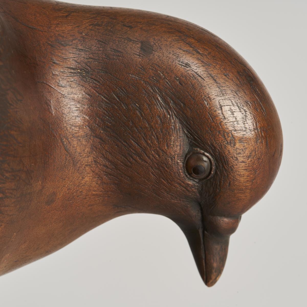Japanese carved Wood Okimono of a Dove