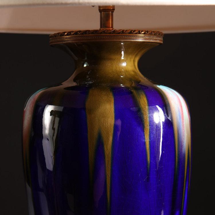 A Mid 19th Century Blue Flambe Lamp