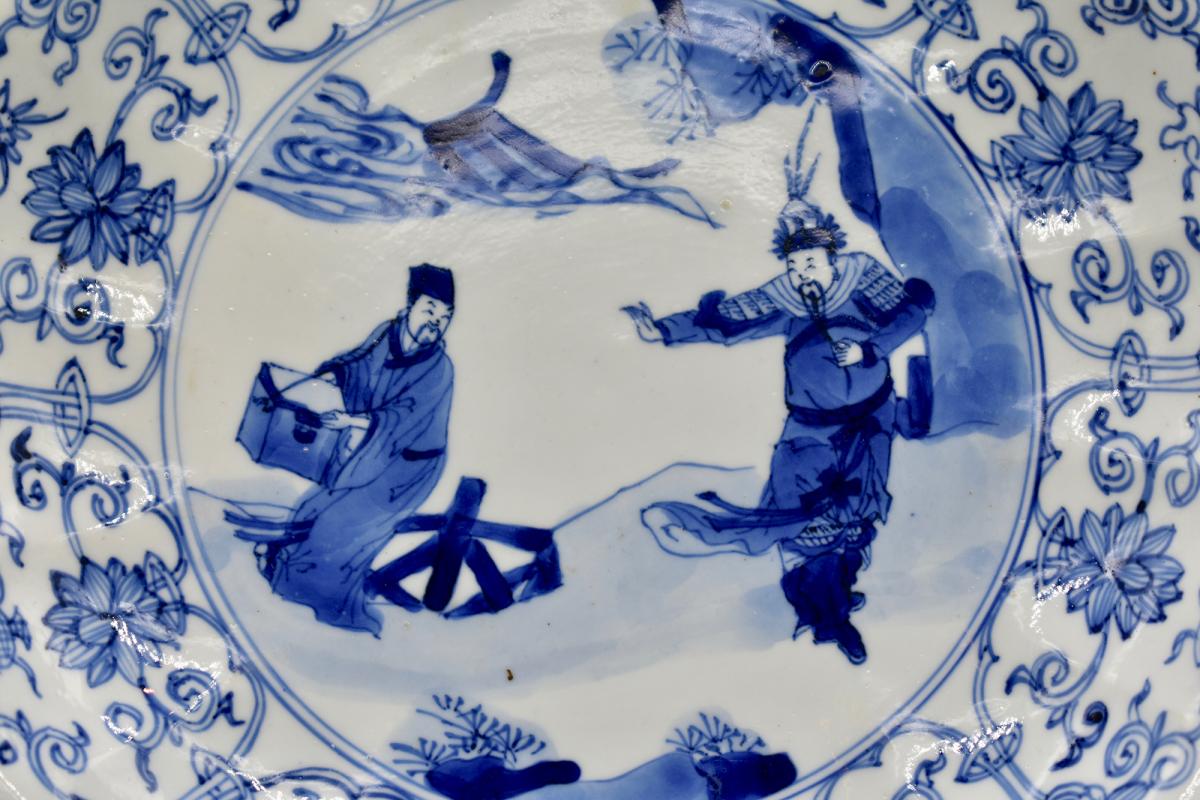 Blue and White Imperial Kangxi Mark Lobed Dish