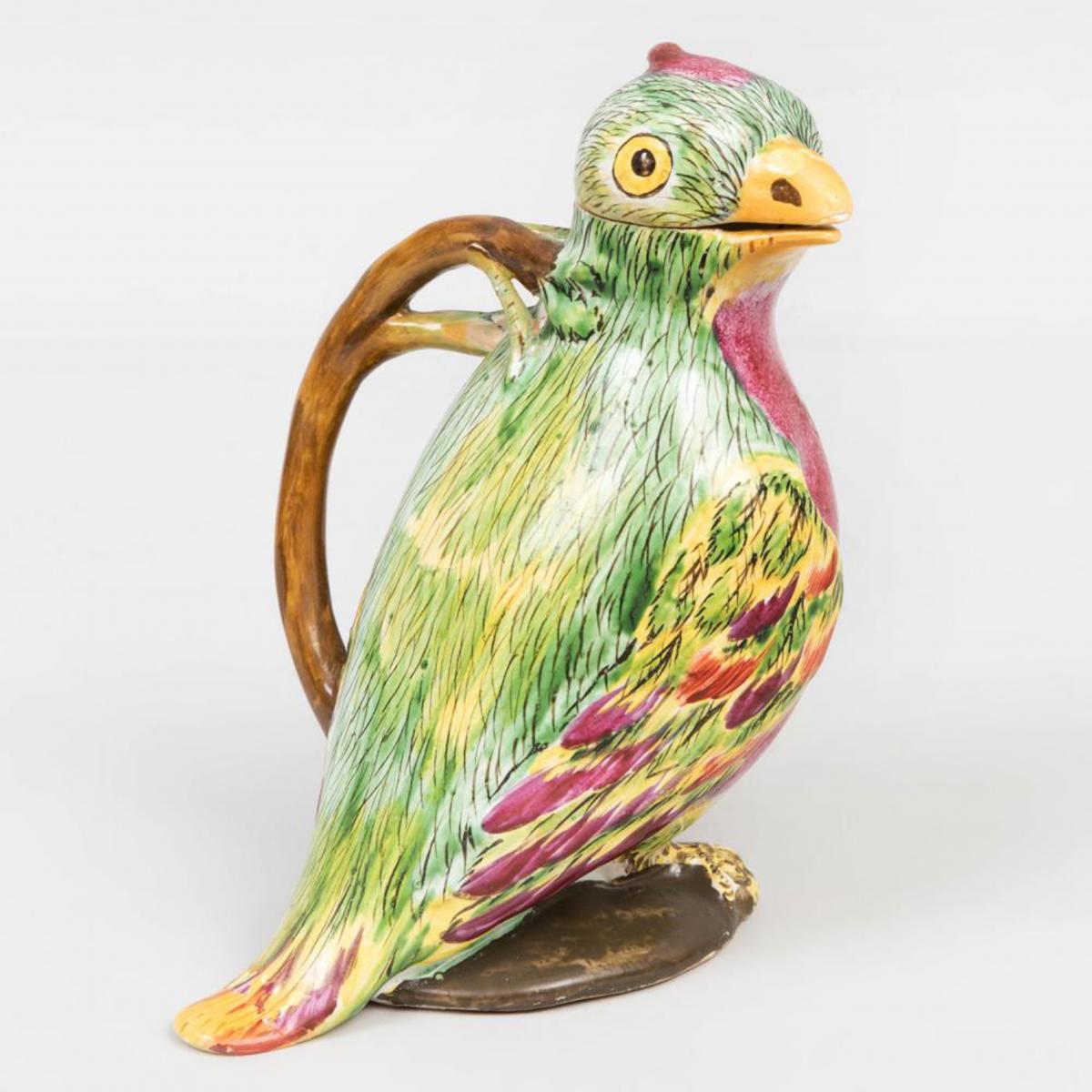 Proskau Faience Jug in the form of a Parrot, Circa 1770