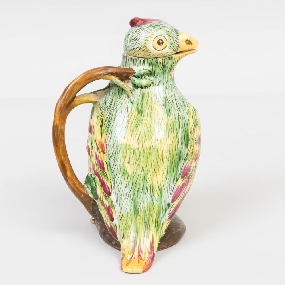 Proskau Faience Jug in the form of a Parrot, Circa 1770