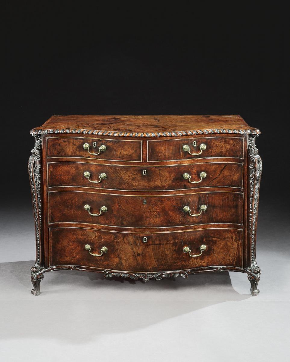 William Gomm: A George III Yew-Wood Serpentine Commode