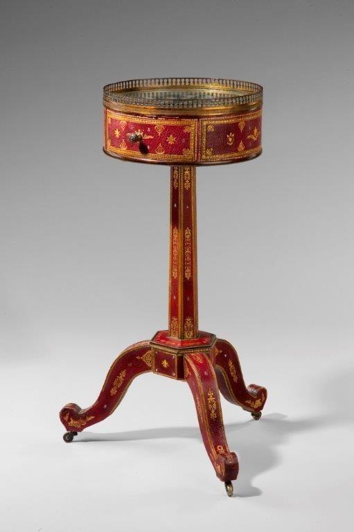 A Tooled-leather Lamp Table