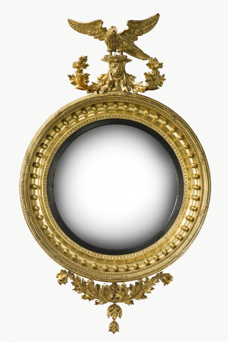 Large Regency giltwood convex mirror