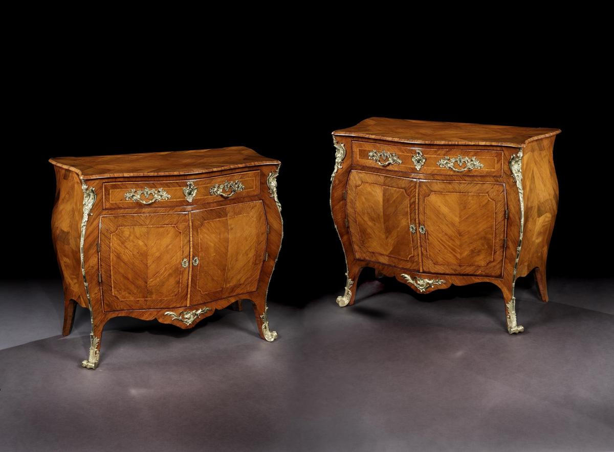 Pierre Langlois: A Pair of George III Bombe Commodes