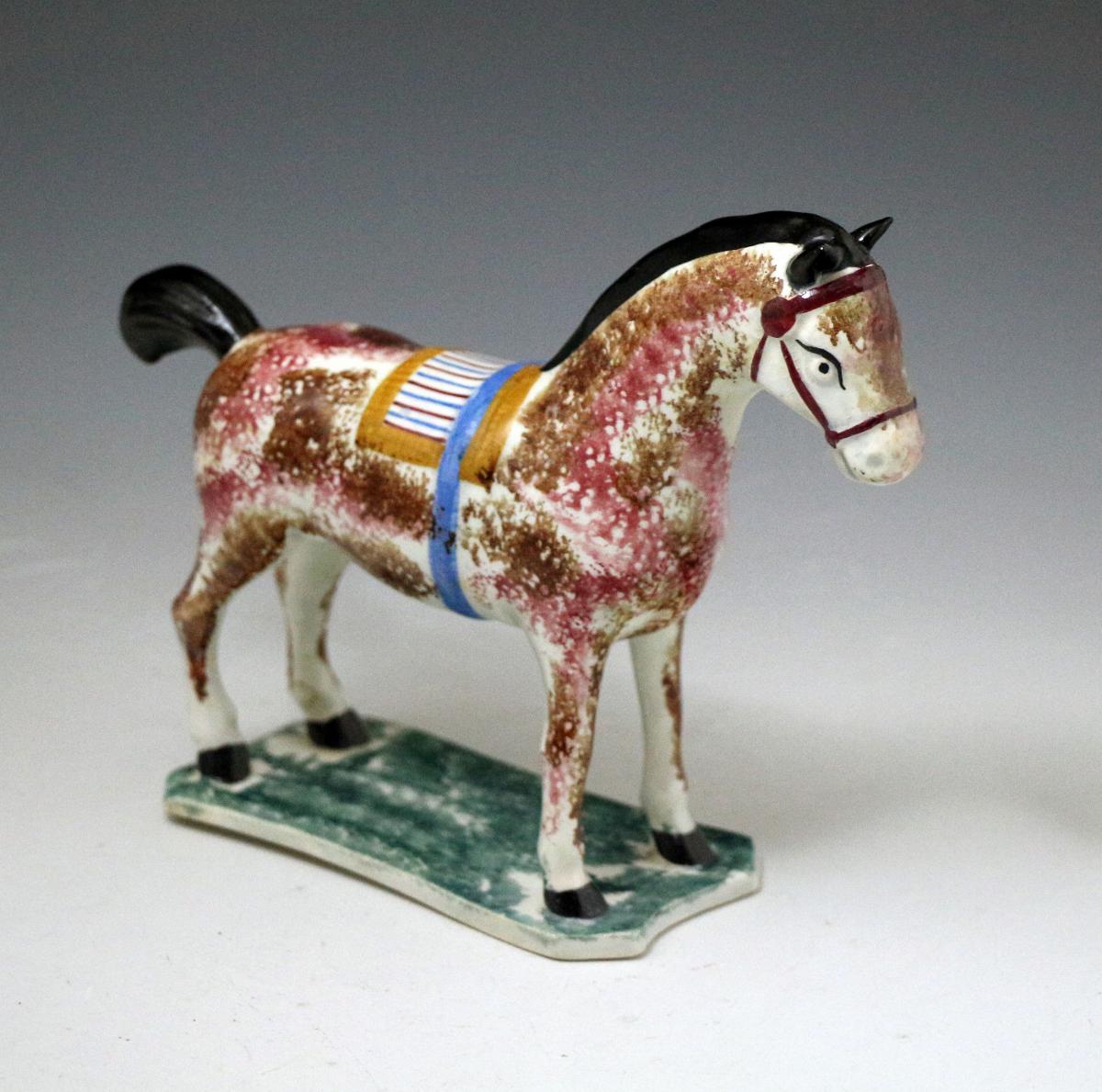 Antique English pottery pearlware figure of a horse, St Anthony’s Pottery