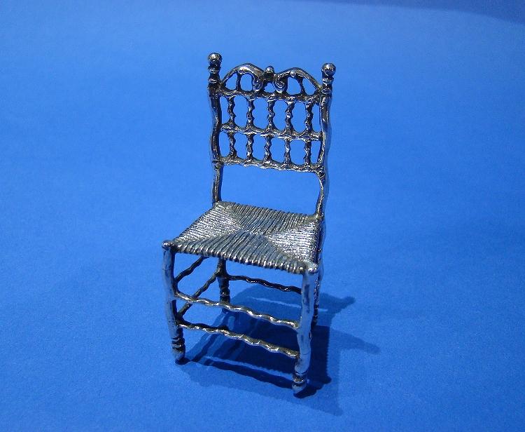 17th Century Dutch Silver Miniature Chair