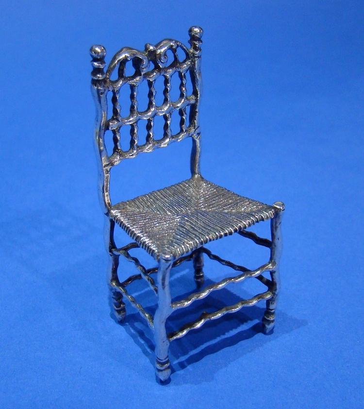 17th Century Dutch Silver Miniature Chair
