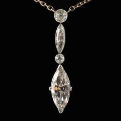 Art Deco Marquise Diamonds Platinum Set Pendant | BADA