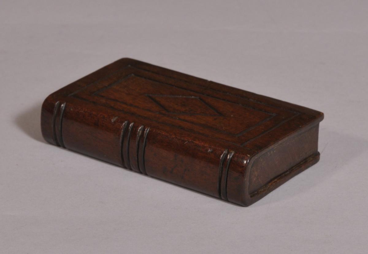 S/3806 Antique Treen 19th Century Solid Mahogany Book