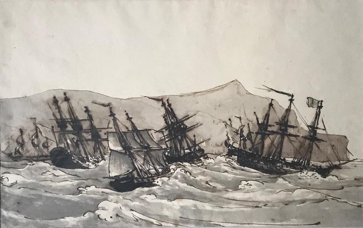 Shipping off the coast, unknown artist (c. 1800), follower of Willem Van de Velde