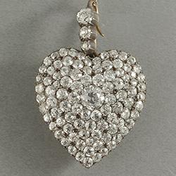 Large fine Victorian diamond heart detachable pendant