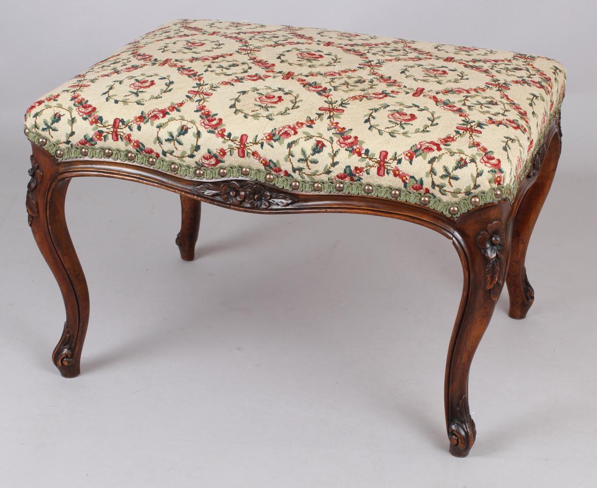 Victorian mahogany stool in the French style