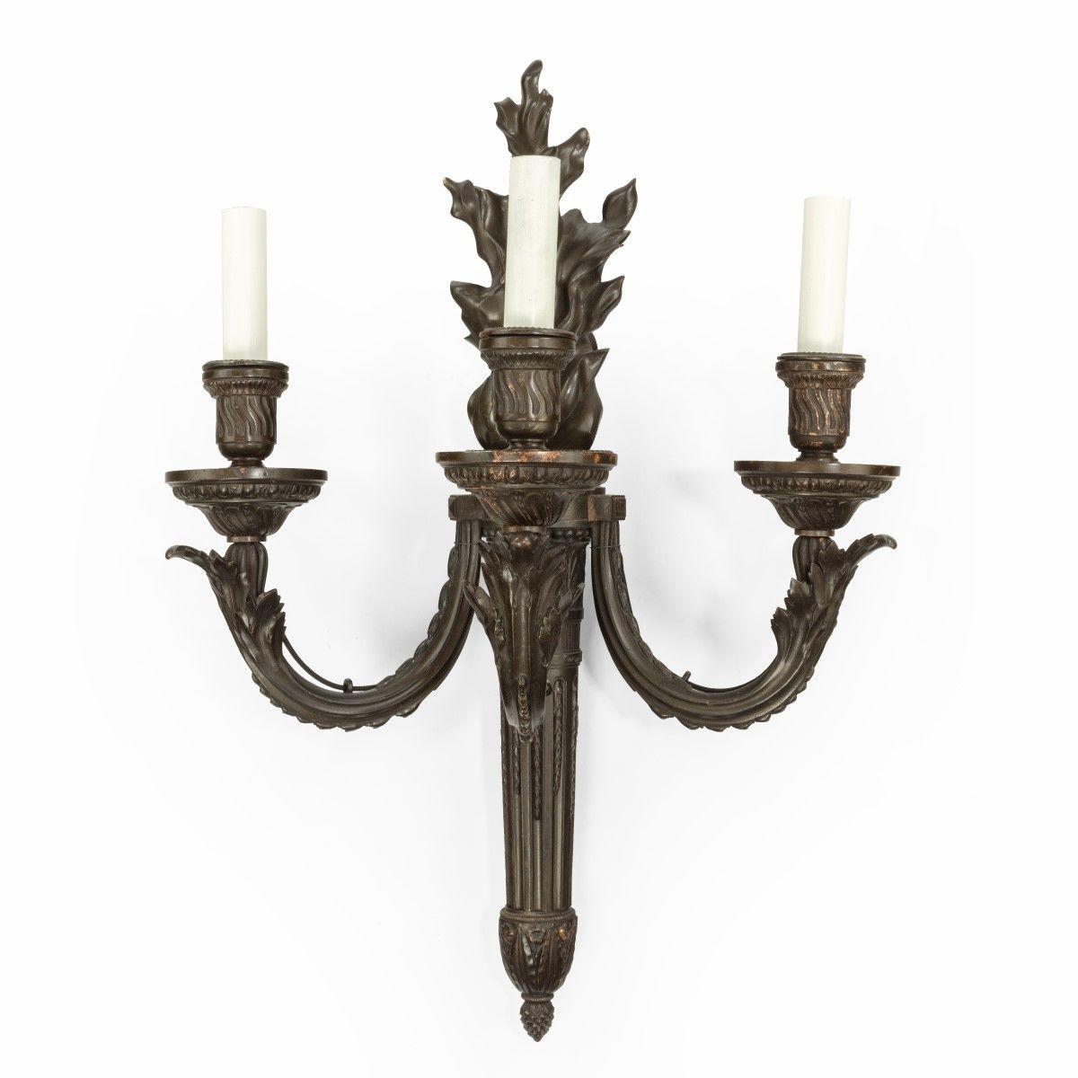 Pair of French bronze wall-lights
