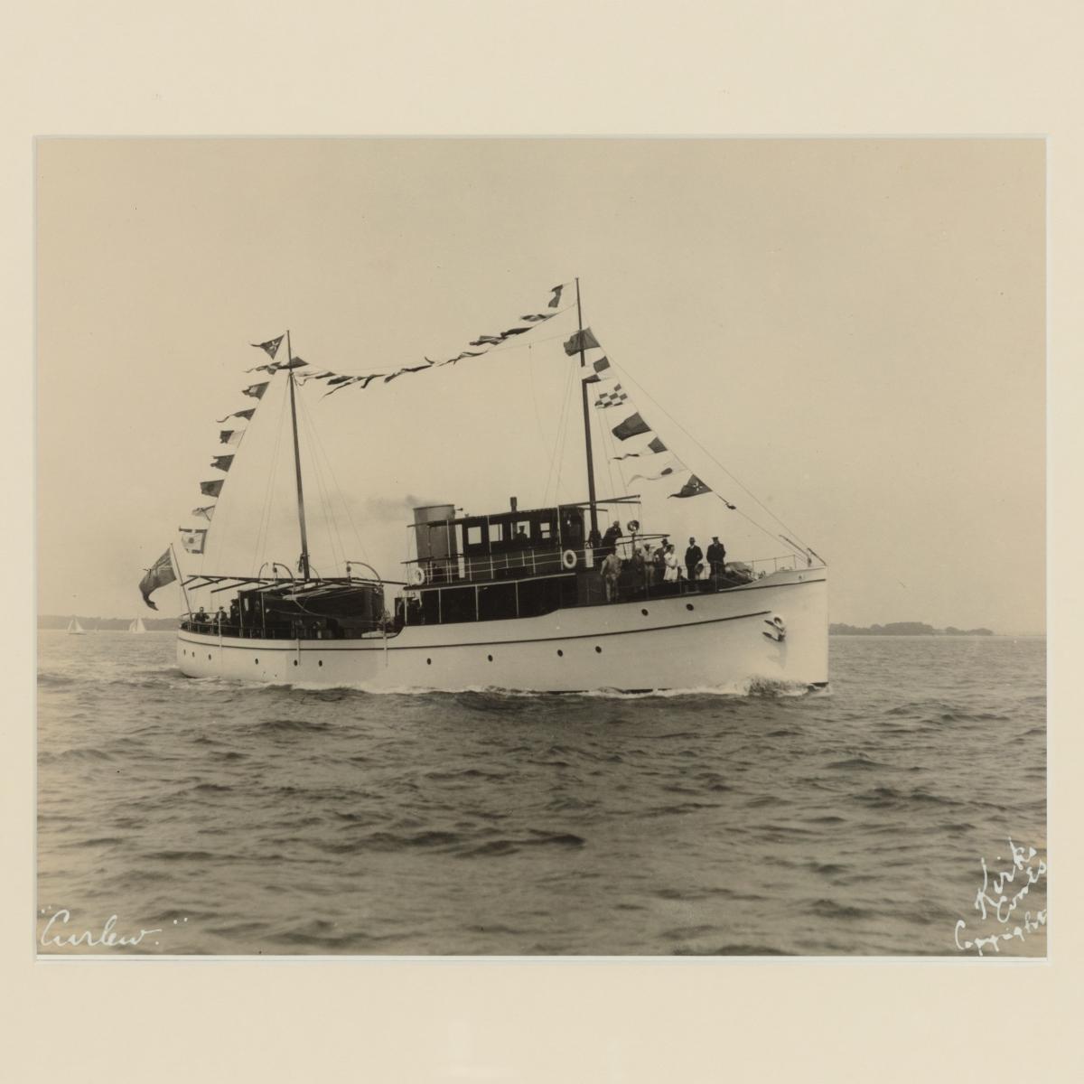 Early silver gelatin photographic print of the sailing yacht Curlew