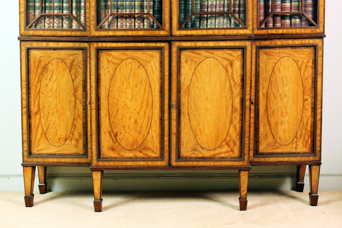Georgian satinwood breakfront bookcase