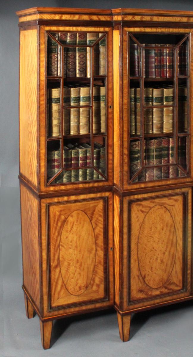 Georgian satinwood breakfront bookcase