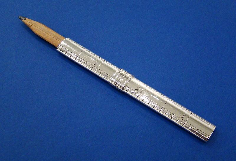 Georgian Silver Pencil holder with 3 Inch Ruler
