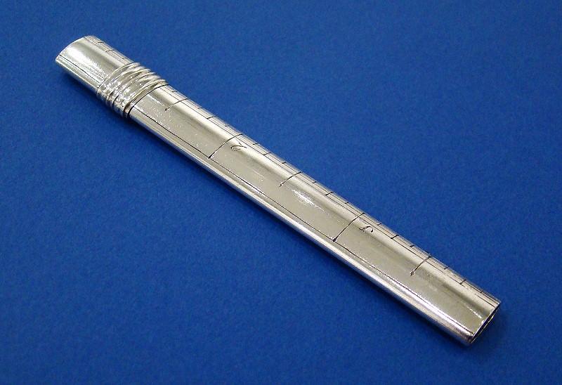 Georgian Silver Pencil holder with 3 Inch Ruler