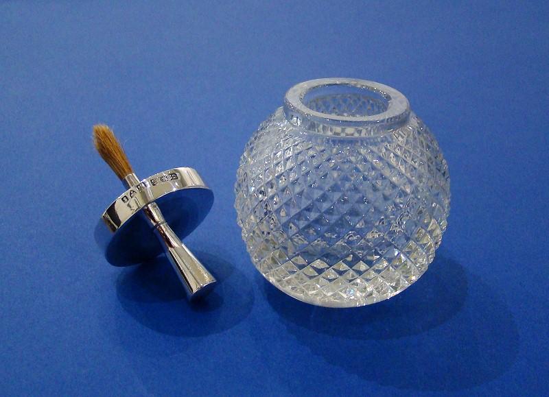 Edwardian Silver & Glass Gum/Glue or Stamp Moistener Pot