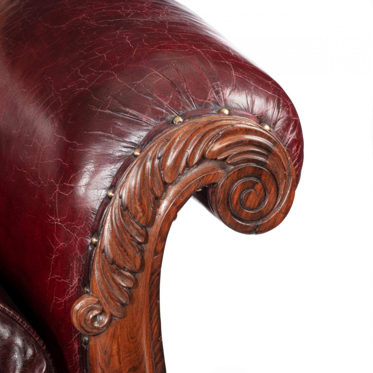 A late Regency rosewood chaise longue