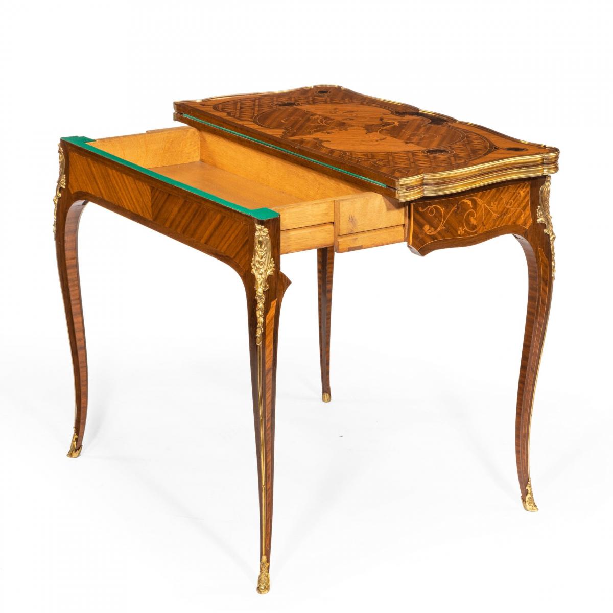 A pair of kingwood card tables by G. Durand