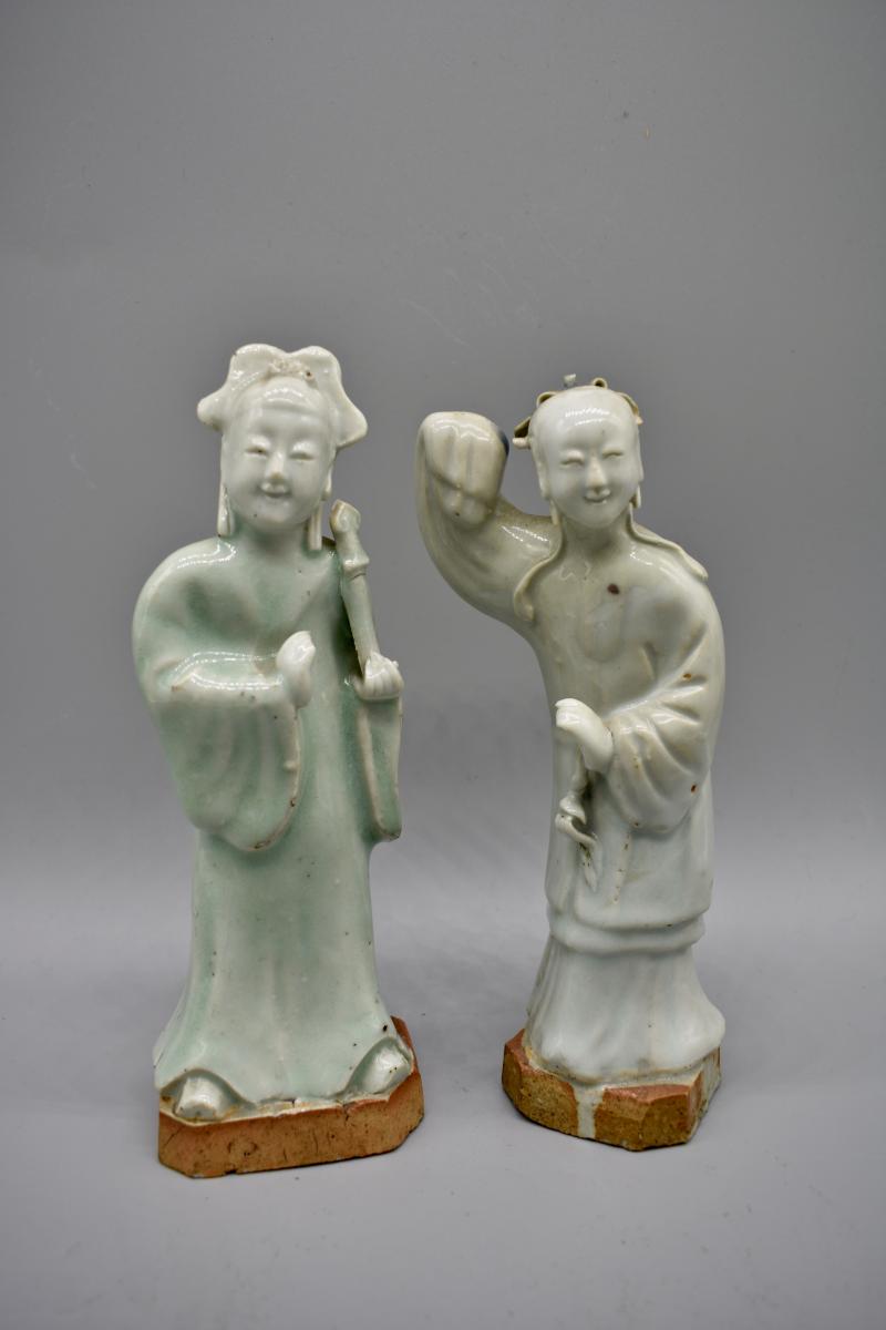 A group of biscuit porcelain figures