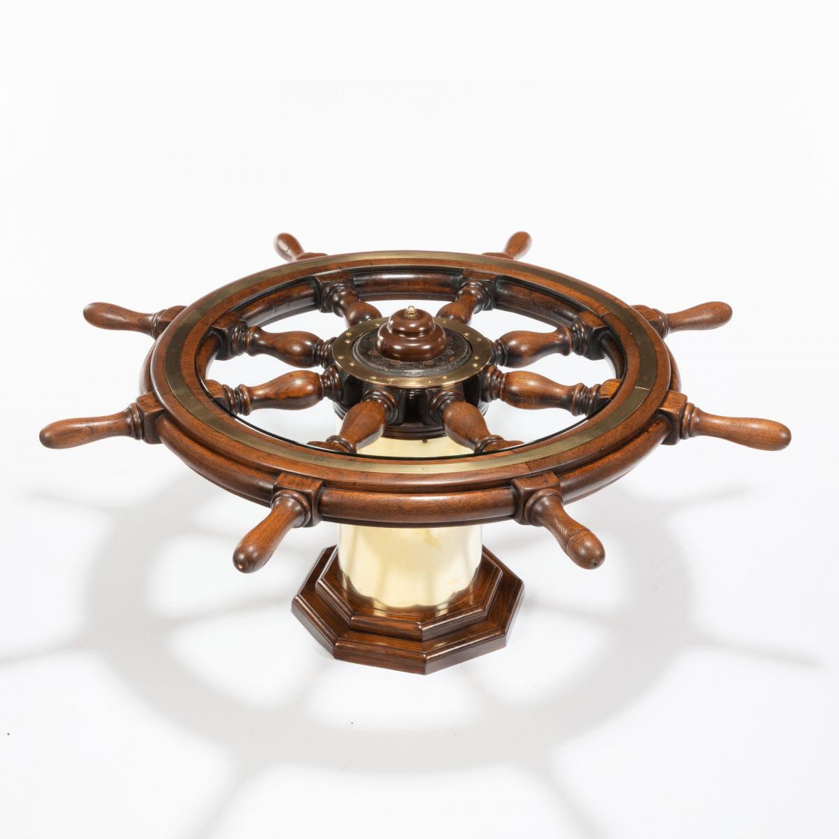 A Late Victorian Teak Steering Wheel Coffee Table