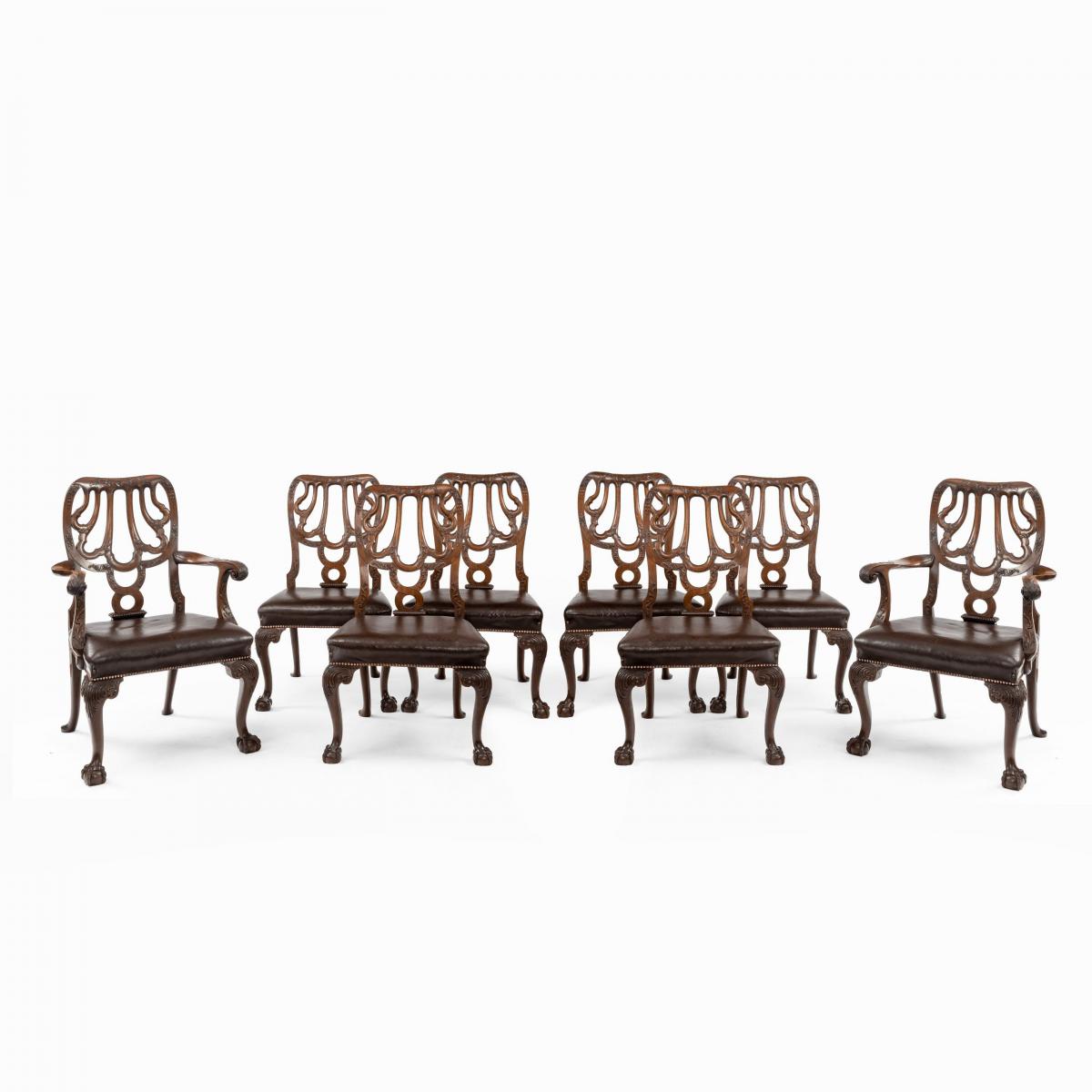 A set of eight mahogany dining chairs by Marsh, Jones and Cribb