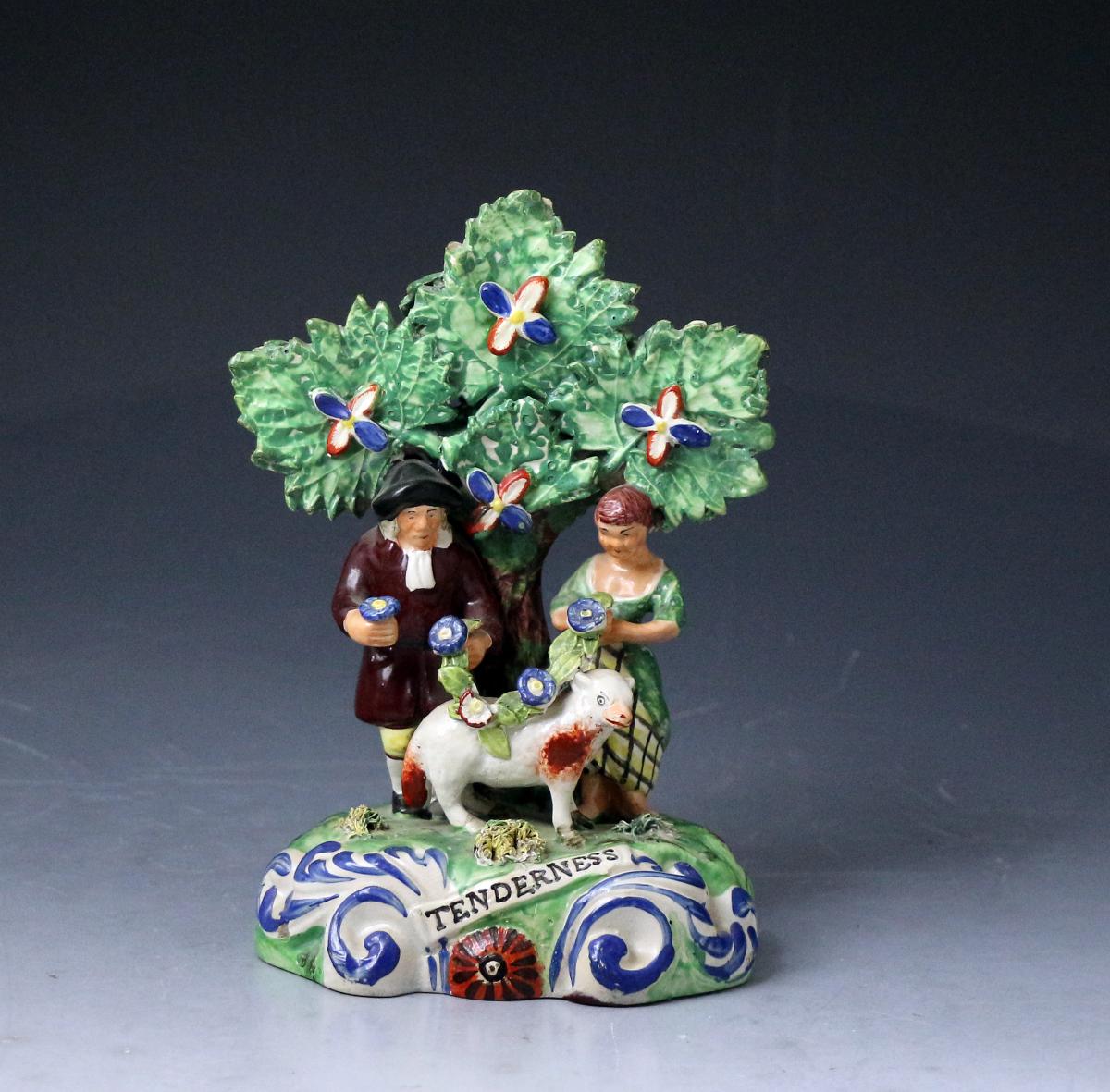 Staffordshire Walton  pearlware figure group Tenderness early 19th century