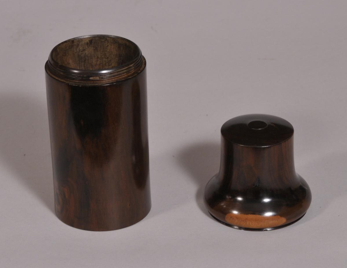 S/3828 Antique Treen 19th Century Coromandel Wood Bottle Case