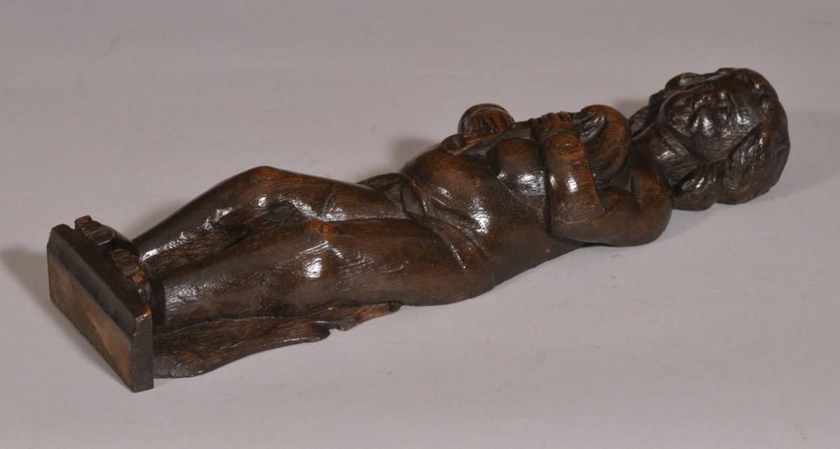 S/3874 Antique Flemish Oak Caryatid in the Form of a Cherub