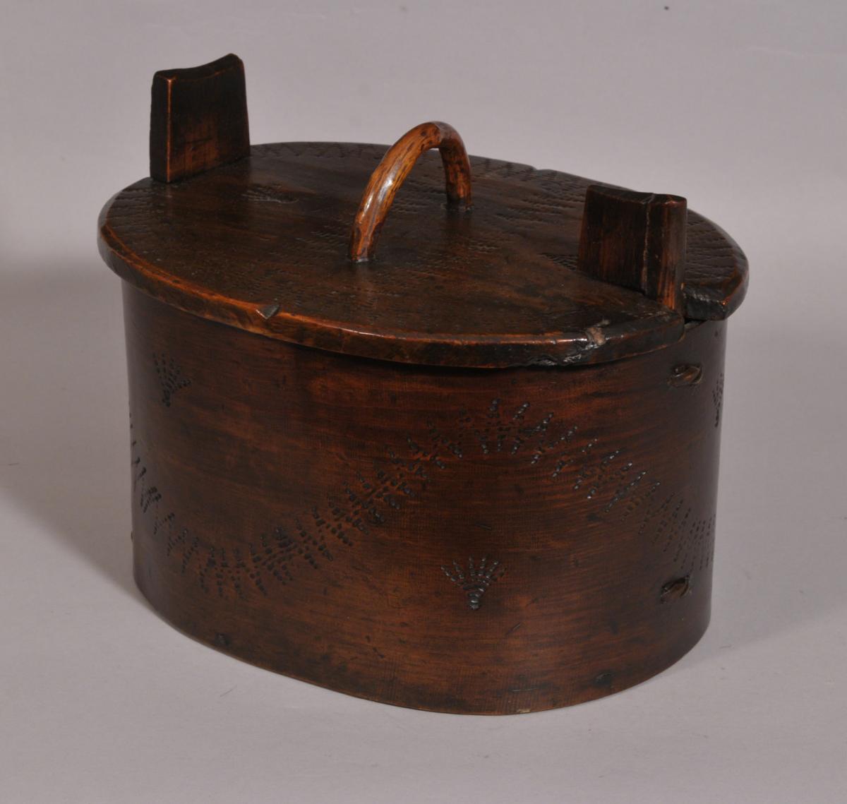S/3876 Antique Treen 19th Century Swedish Bentwood Food Box