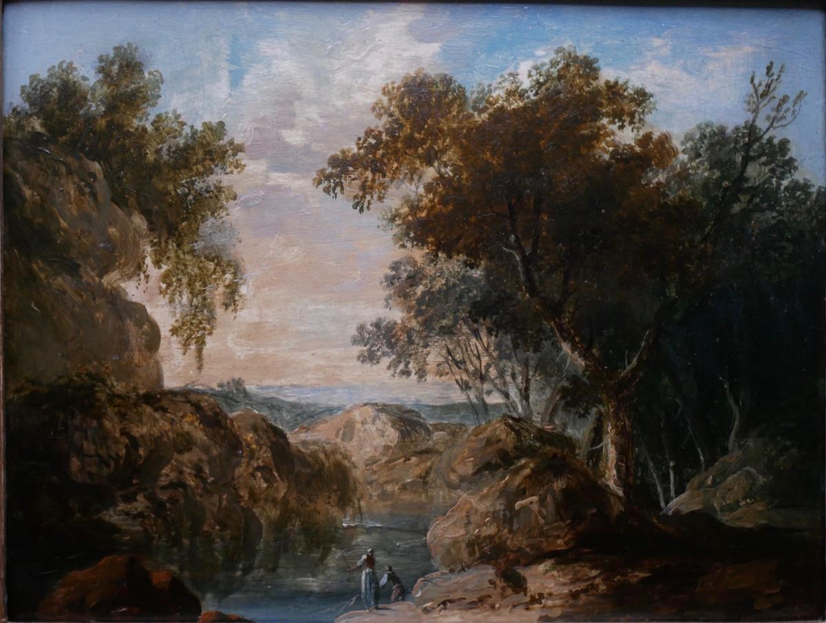 Riverscene with Fisherfolk on the Bank attributed to Pier Paolo Anesi (1697-1761)